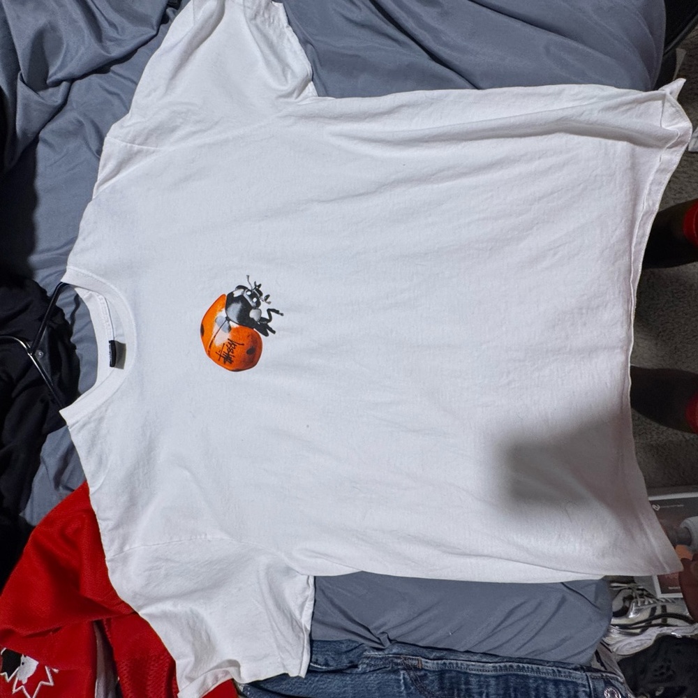 Stussy White T-Shirt with Black Tag